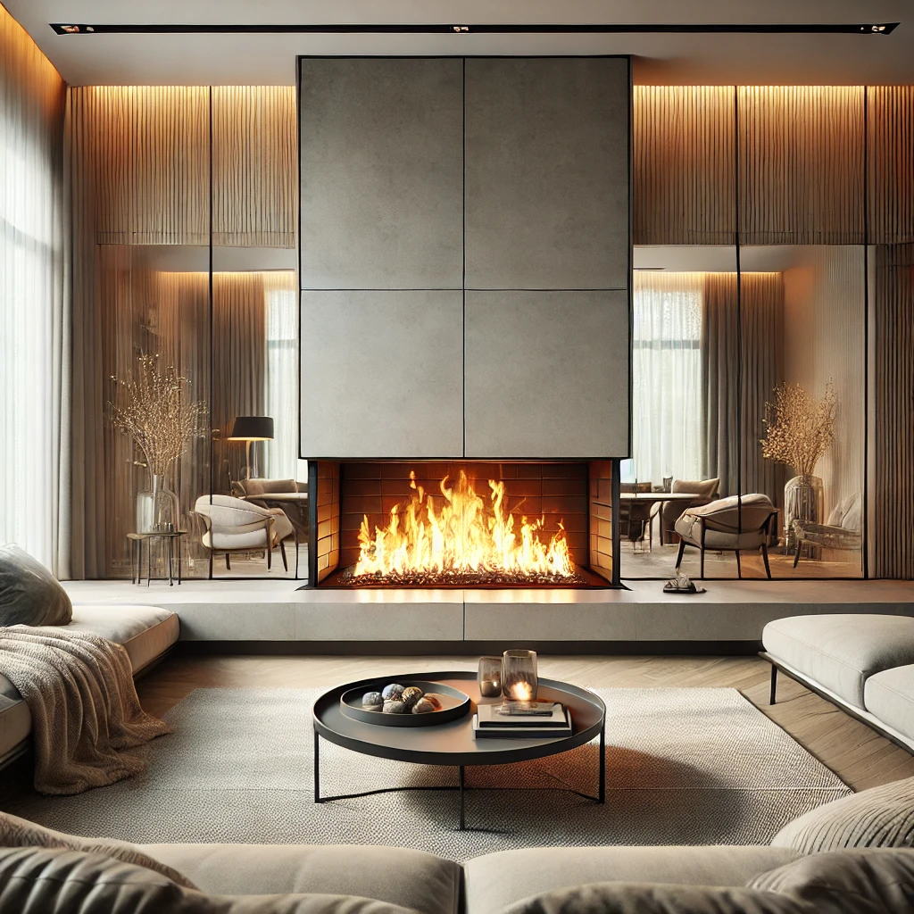 Two-Sided Fireplace for an Open and Airy Feel