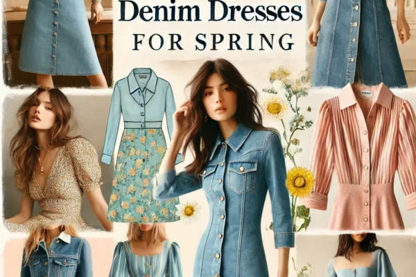 Women’s Plain Spring 8 Elegant Stand Collar Denim Dresses for a Chic Look