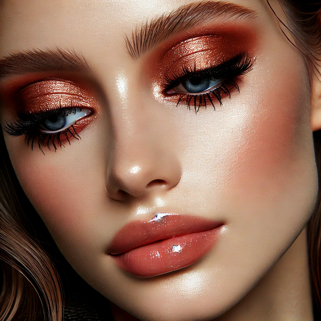 Copper Eyes with Nude Glossy Lips