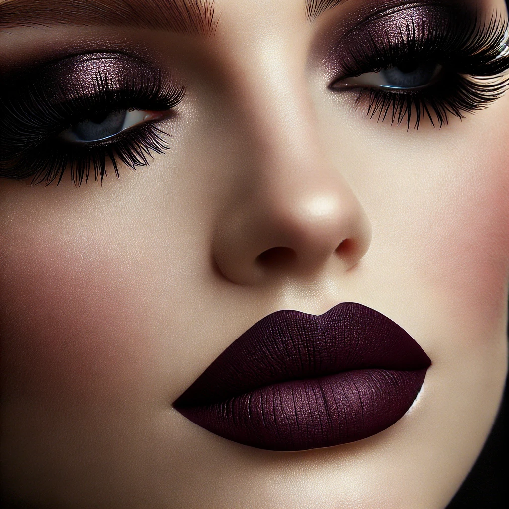 Dark Lipstick with Bold Lashes