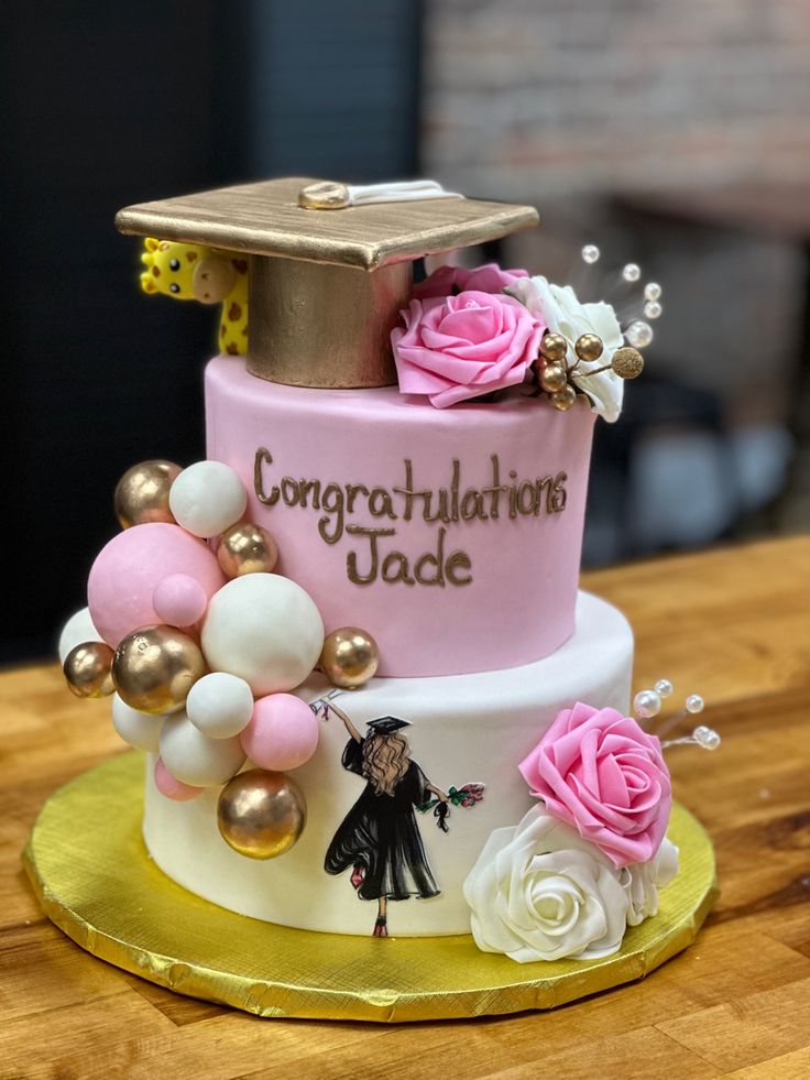 Floral Graduation Cake