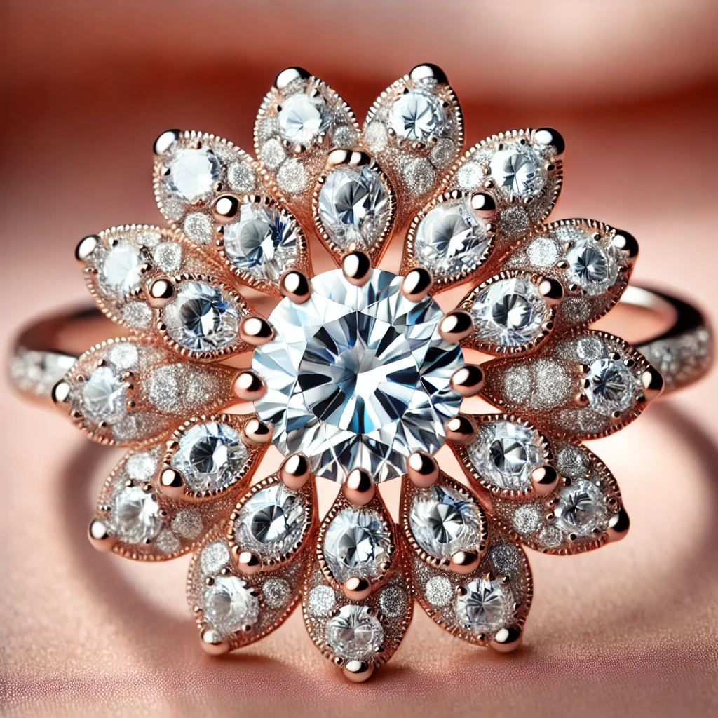 Flower-Shaped Diamond Ring Delicate and Feminine