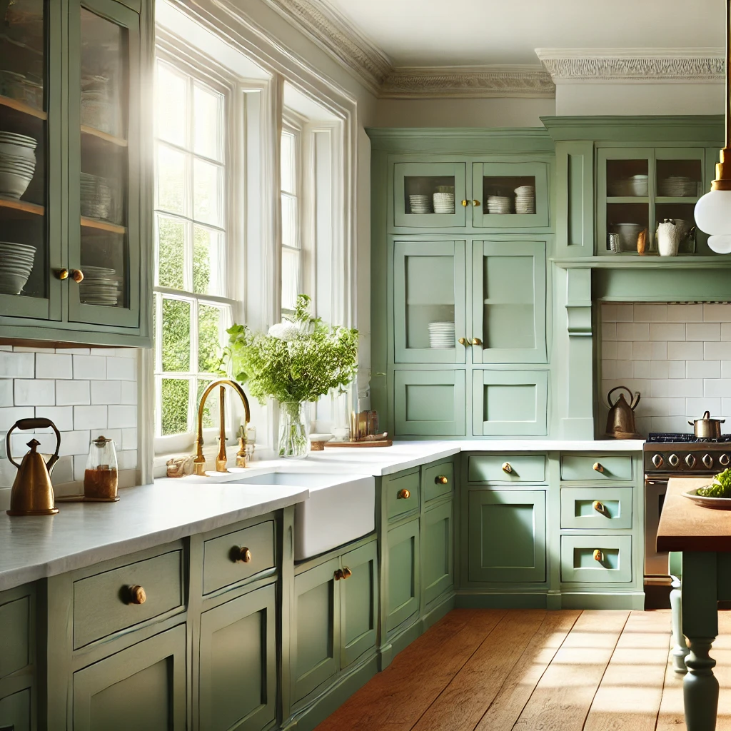 Green and White Shaker Cabinets for a Timeless Appeal