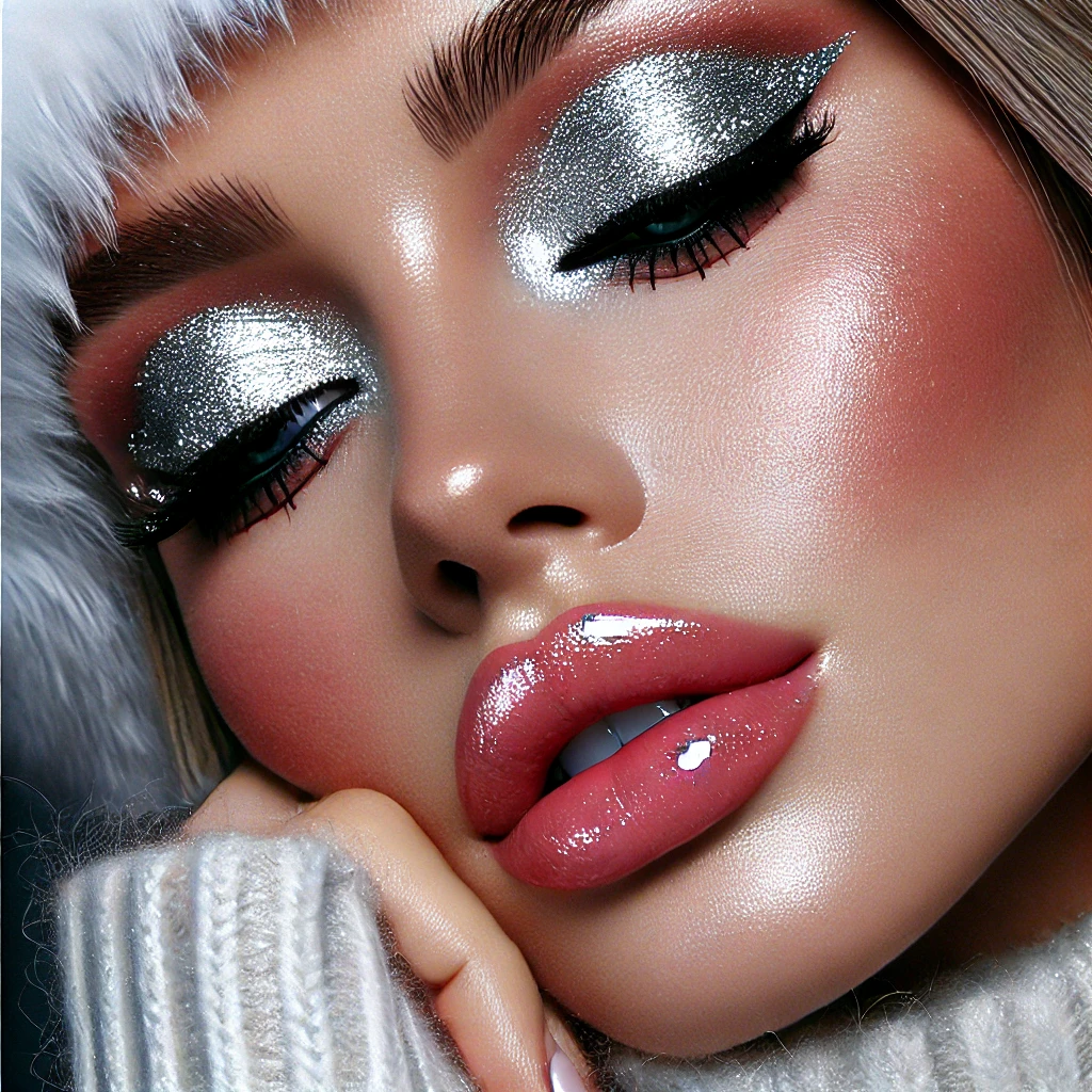 Metallic Eyeshadow with Glossy Lips