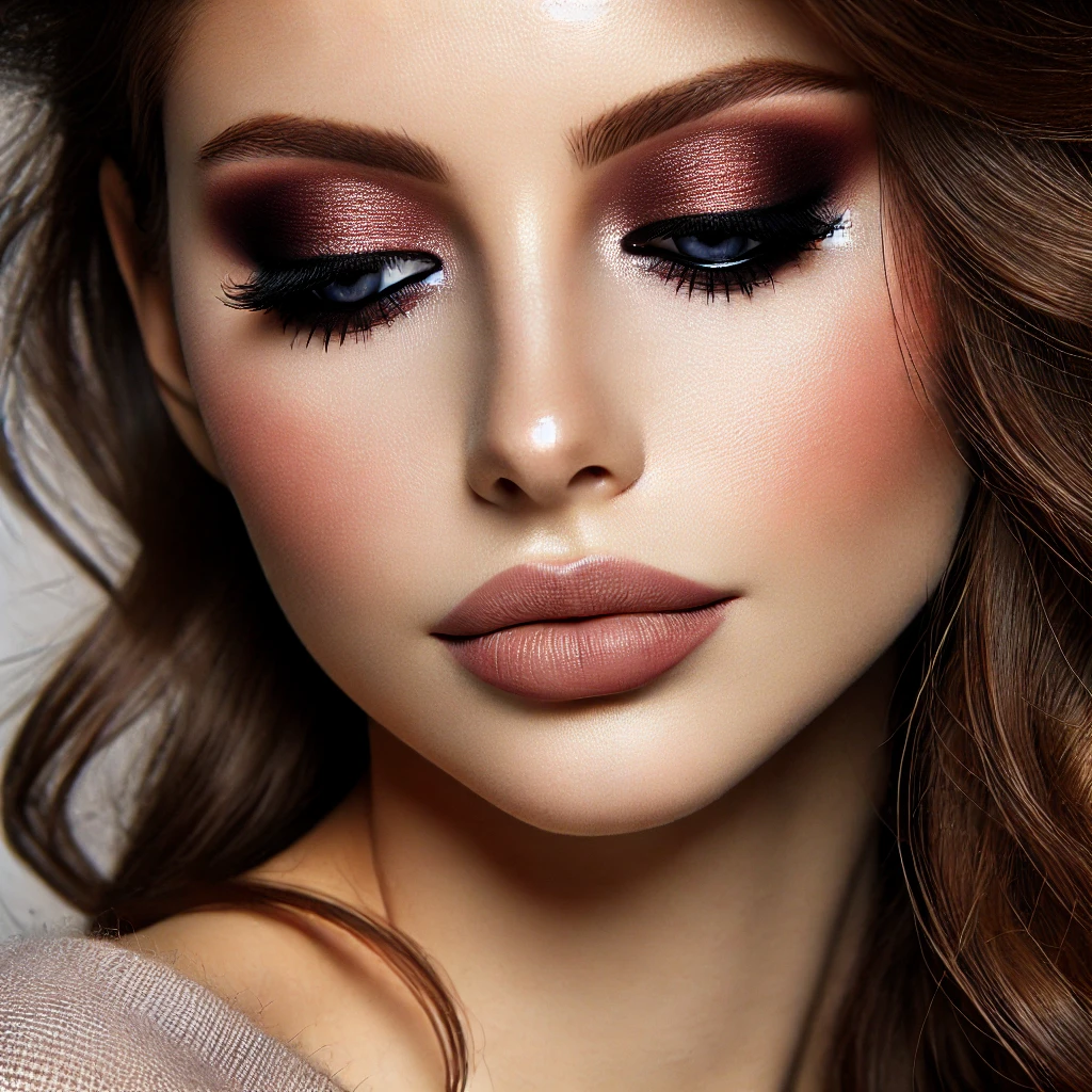 Soft Smoky Eyes with Nude Lips