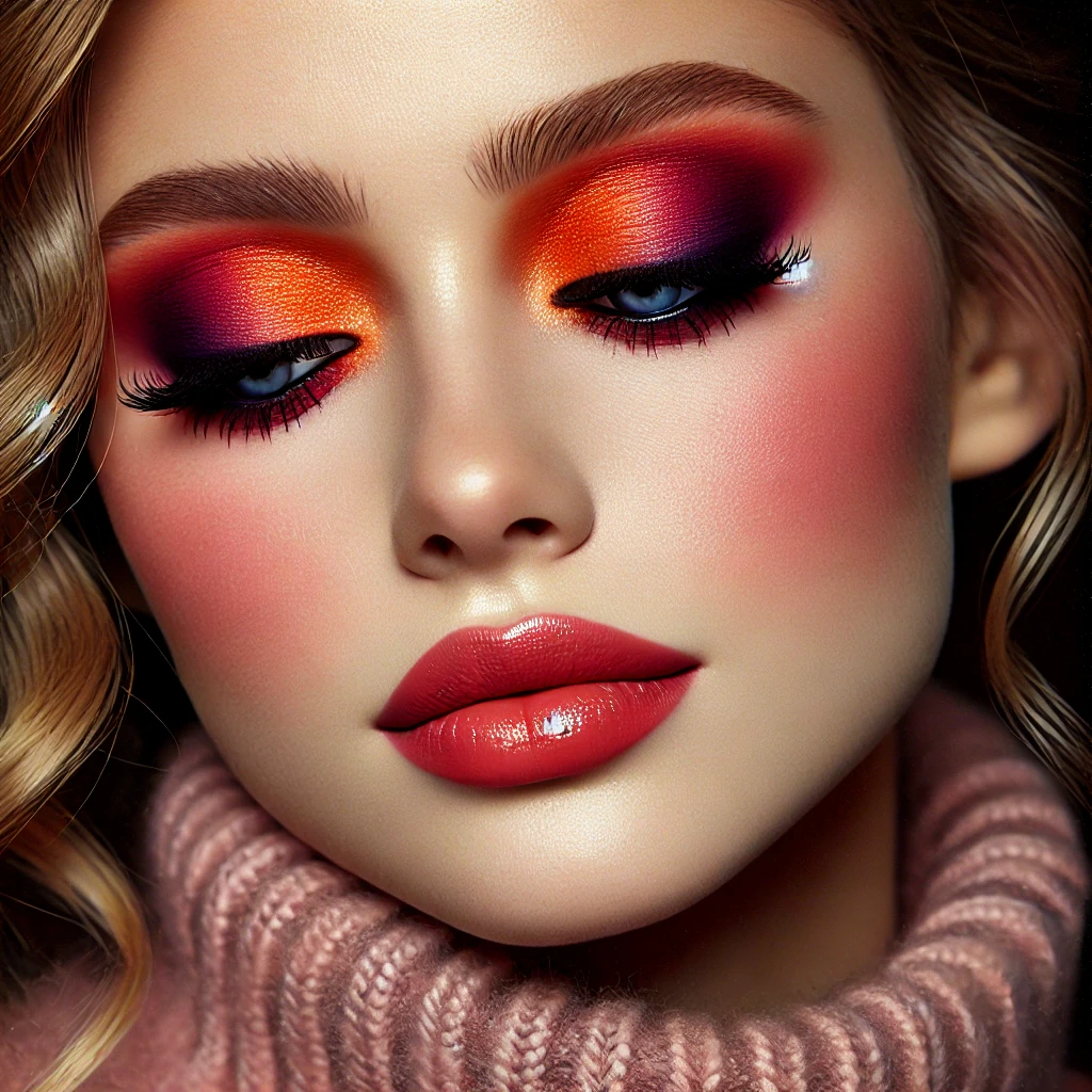 Winter Sunset Inspired Eyes with Warm Lips