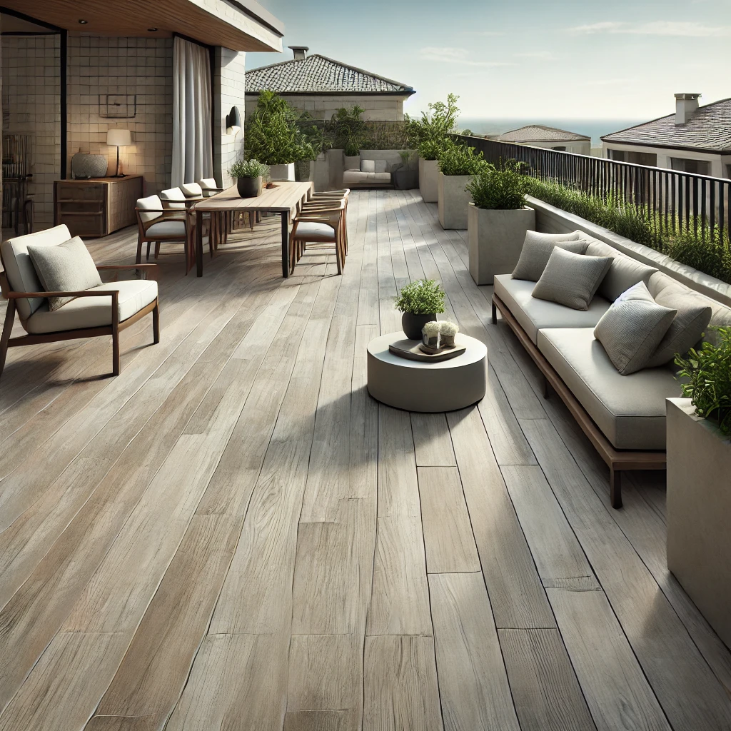 Wood-Look Porcelain Tiles for an Outdoor Oasis