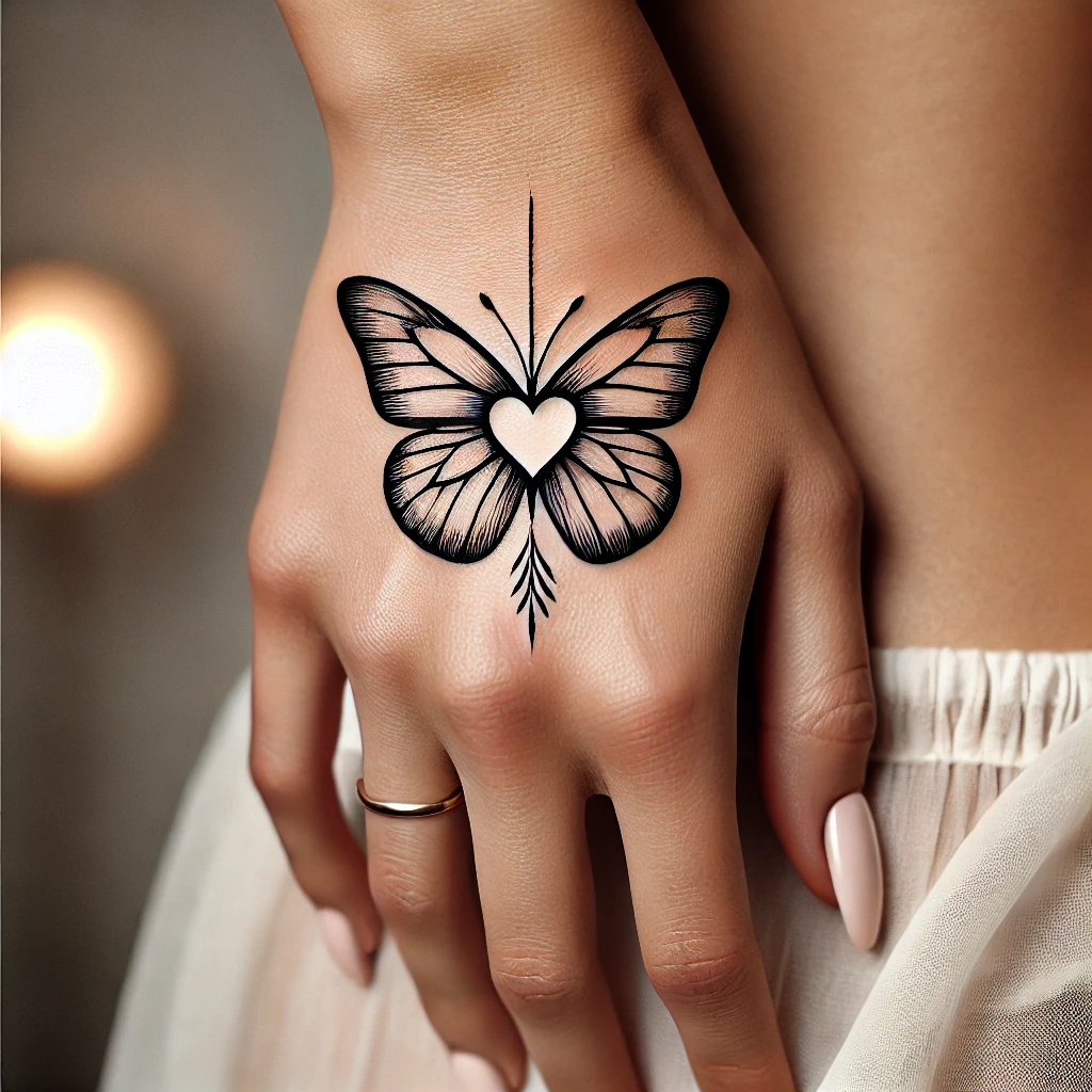 Butterfly with Heart Tattoo