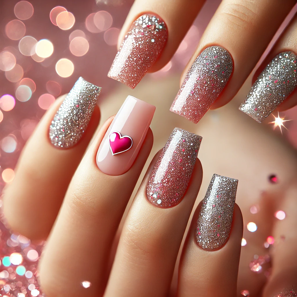 Glitter Gradient with Heart Charm