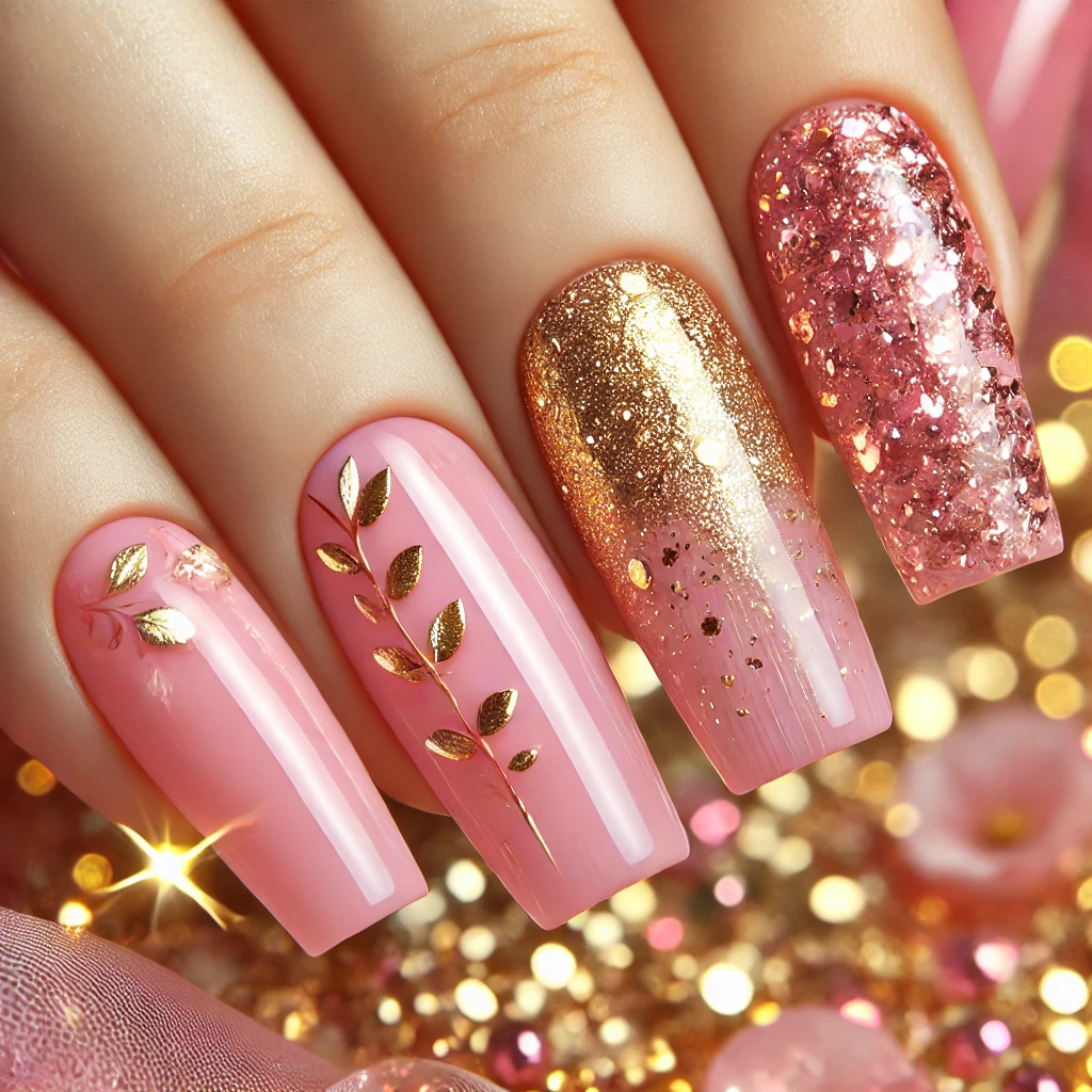 Gold Foil and Pink Glitter