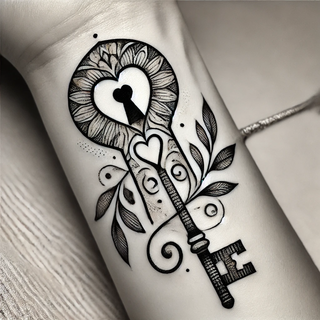 Keyhole with a Heart Tattoo