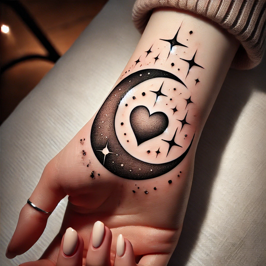 Moon and Stars with Heart