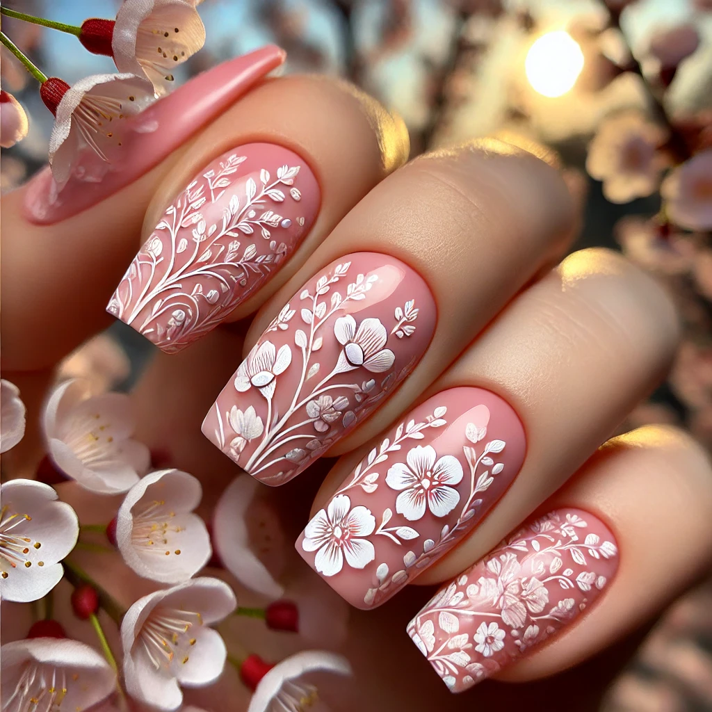 Pink and White Floral Stamping