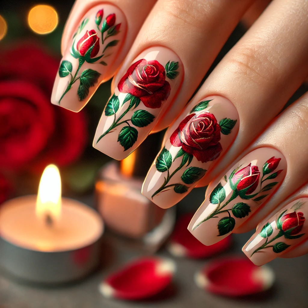 Red Roses on Nude Base