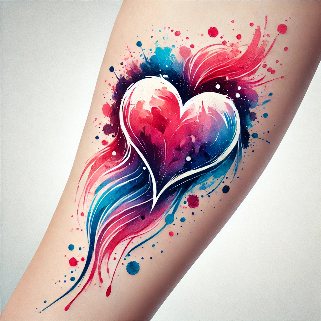 Watercolor Heart Tattoo